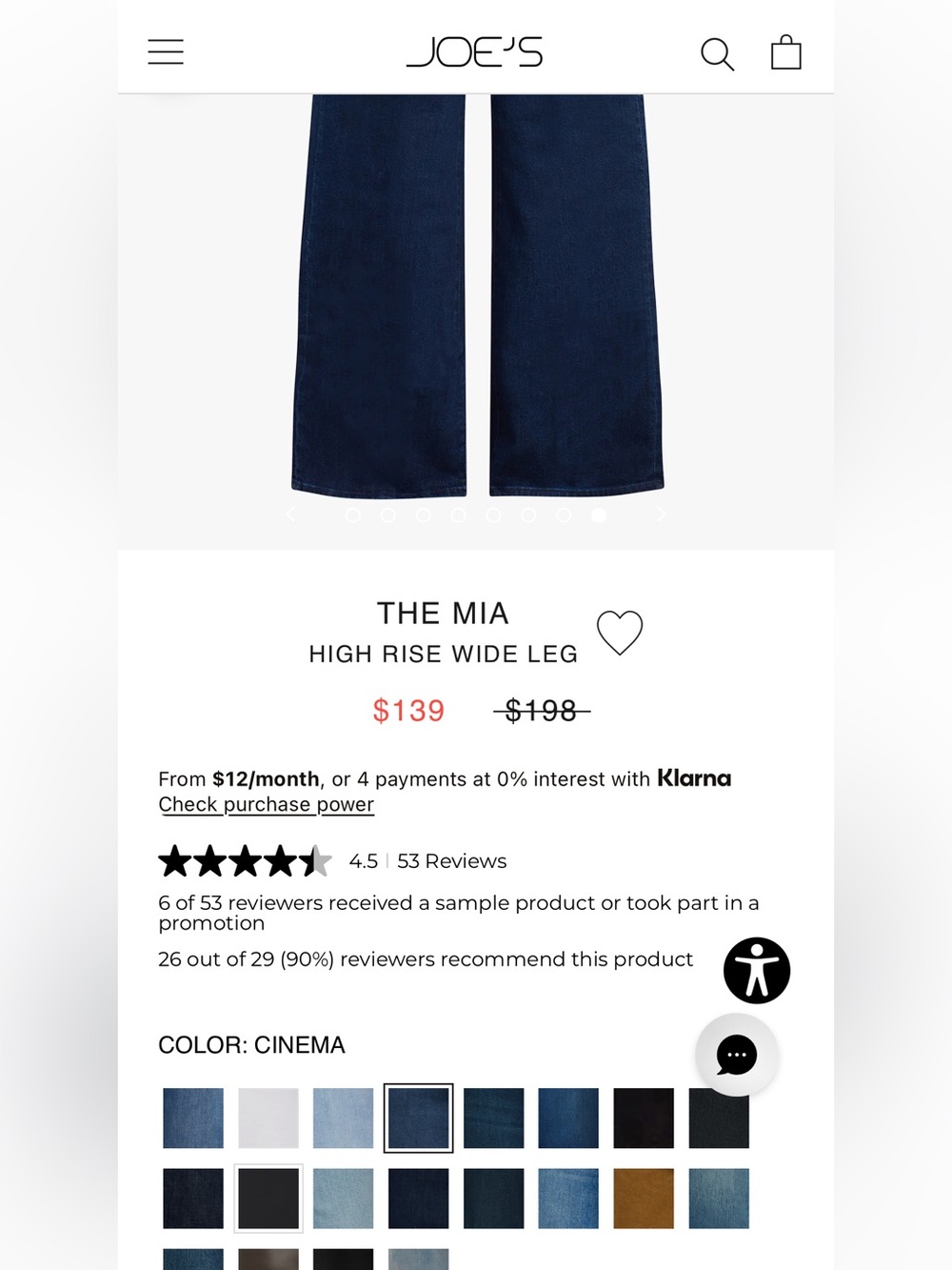 Joe's Jeans The Mia High Rise Wide Leg in Cinema - Picture 9 of 14